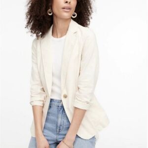 J. Crew Women’s Relaxed Linen-Cotton Blazer in Natural Cream 6